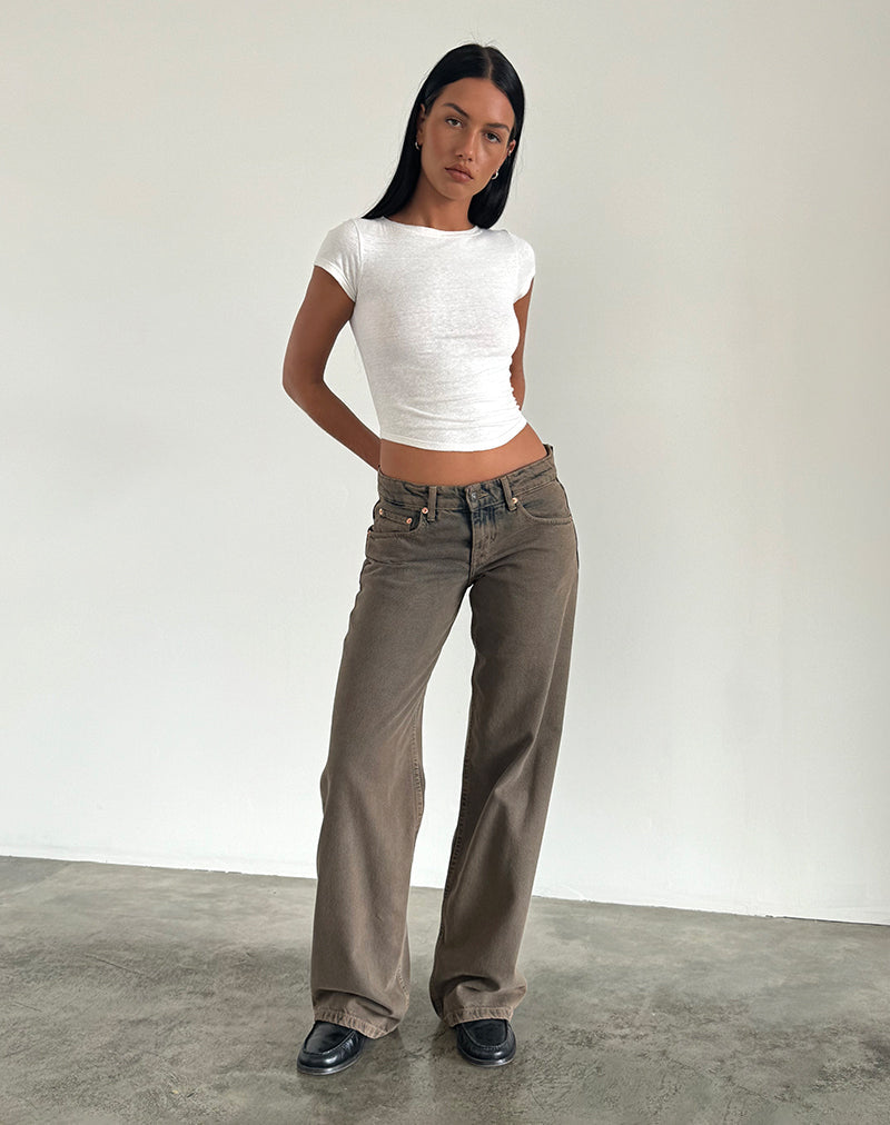 Low Rise Parallel Jeans in Dark Sand