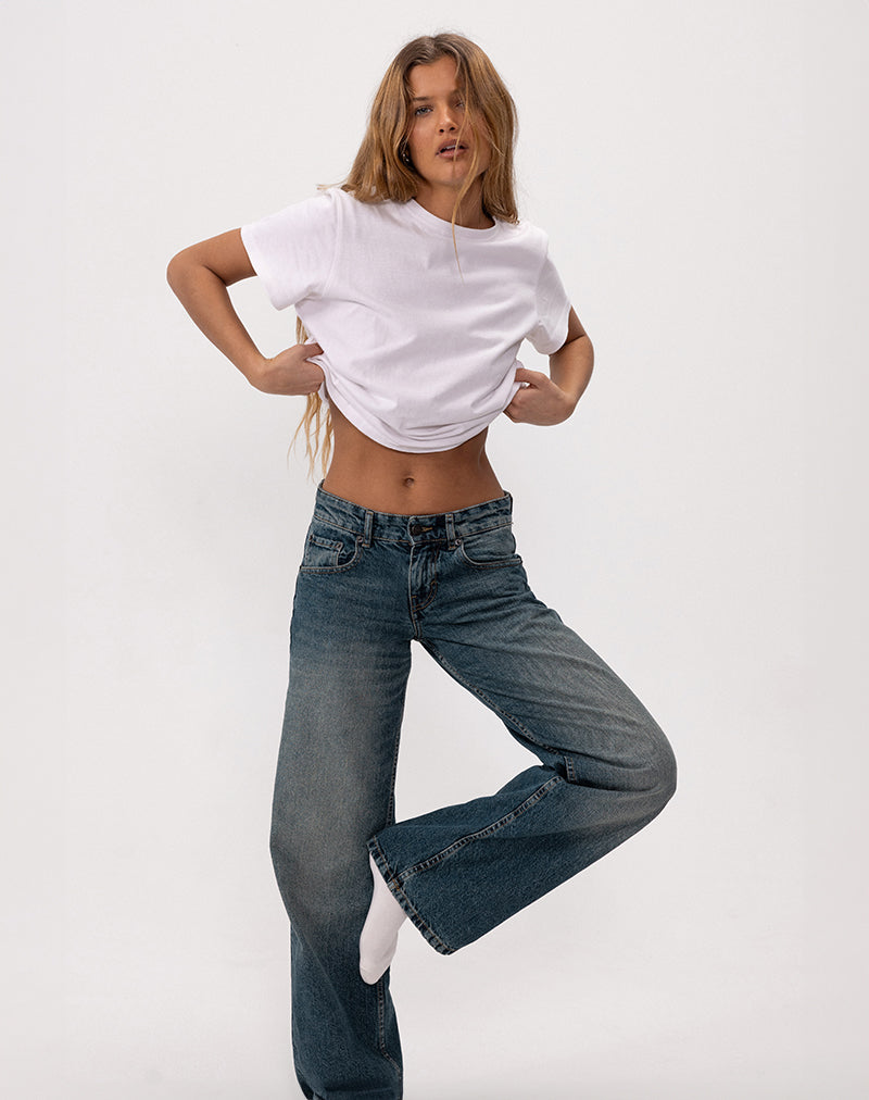 Image of Low Rise Parallel Jeans in Steel Blue