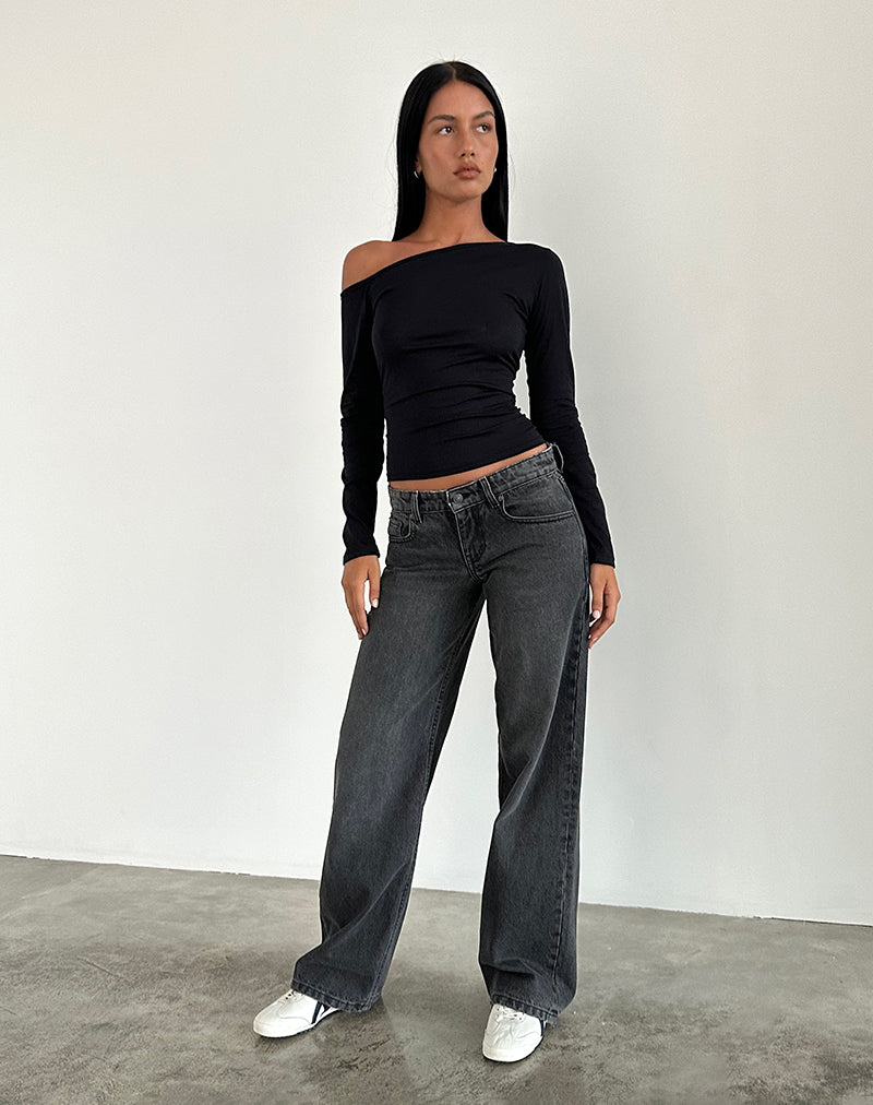 Image of Low Rise Parallel Jeans in Washed Black Grey