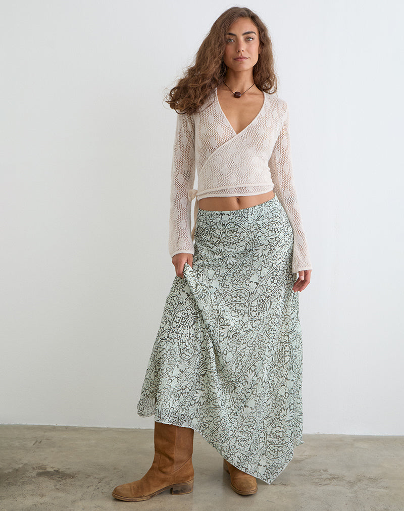 Image of Rumela Maxi Skirt in Bloom Paisley Pale Blue