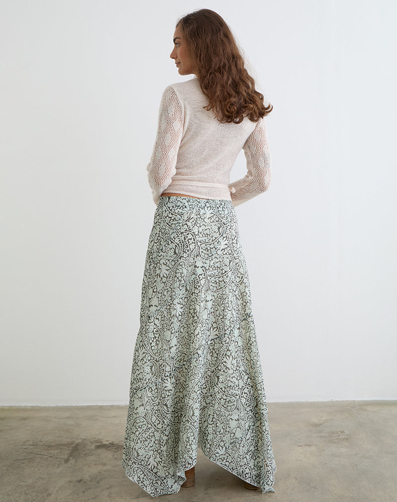 Image of Rumela Maxi Skirt in Bloom Paisley Pale Blue