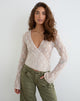 Image of Maeko Crochet Wrap Top in Knit Ecru