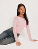 image of Mahira Long Sleeve Mesh Top in Pink