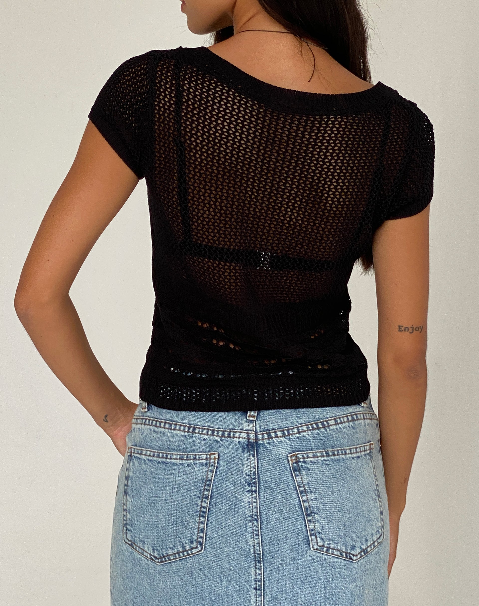 Image of Maika Knitted Top in Black