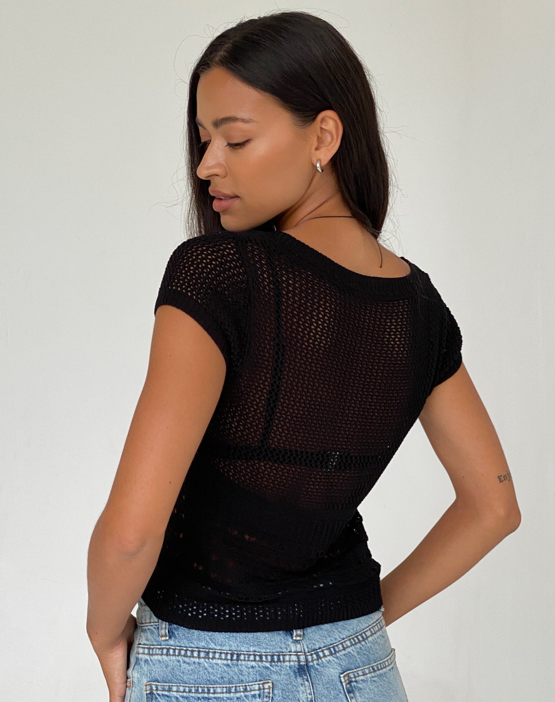 Image of Maika Knitted Top in Black