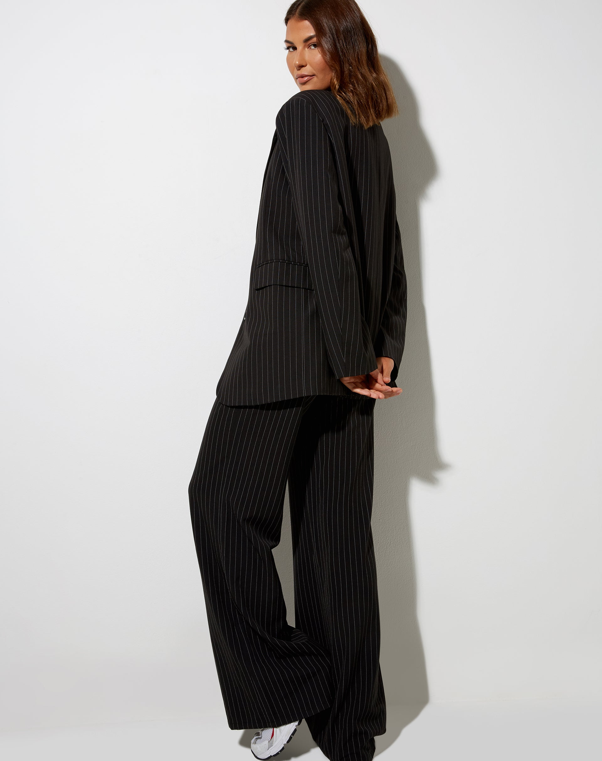 Image of Maiwa Blazer in Pinstripe Black
