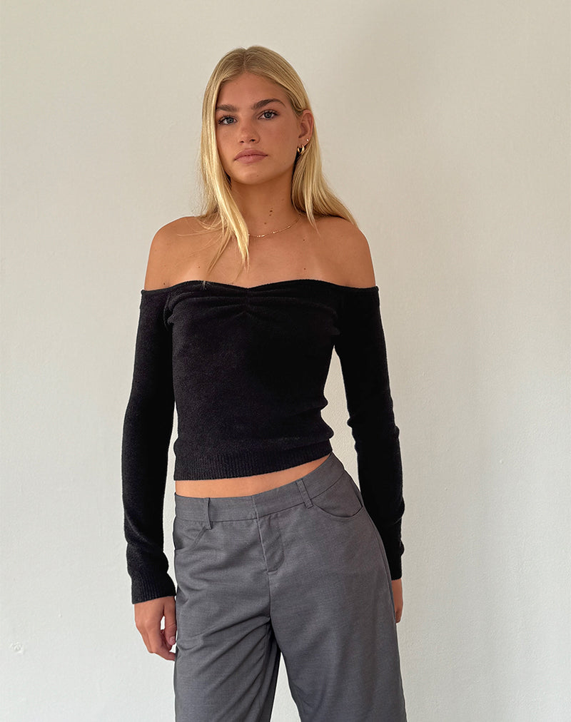 Image of Makena Bardot Jumper in Brushed Black