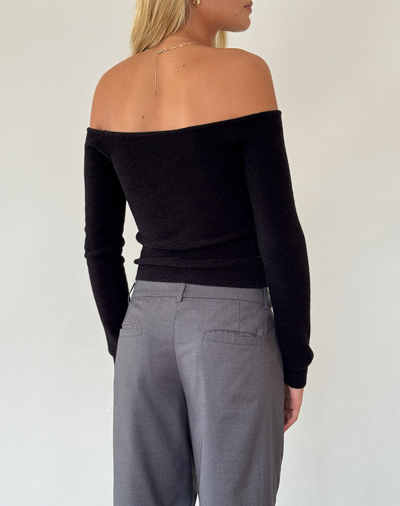 Image of Makena Bardot Jumper in Brushed Black