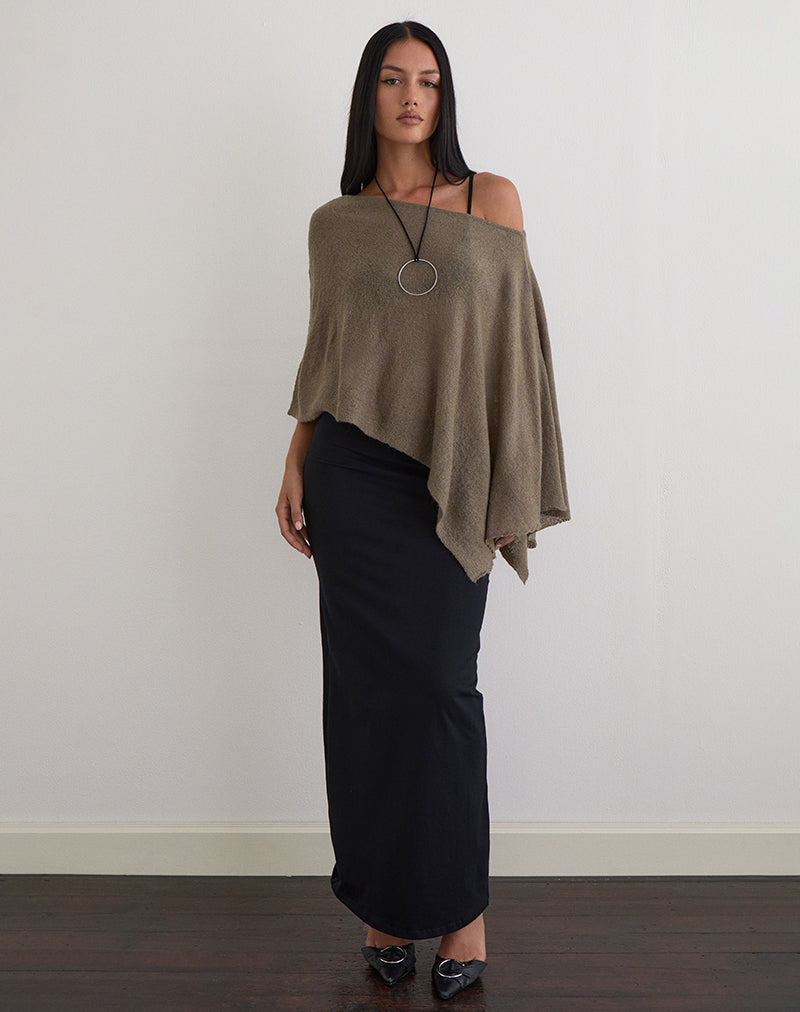 Image of Maliha Poncho in Sheer Knit Taupe