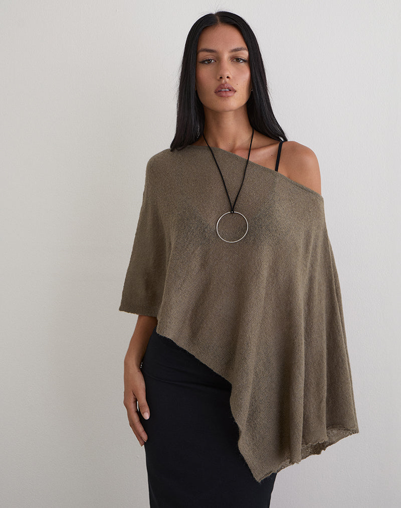Image of Maliha Poncho in Sheer Knit Taupe