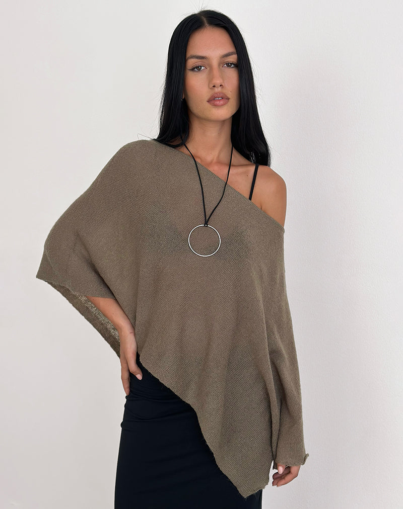 Maliha Poncho in Sheer Knit Taupe