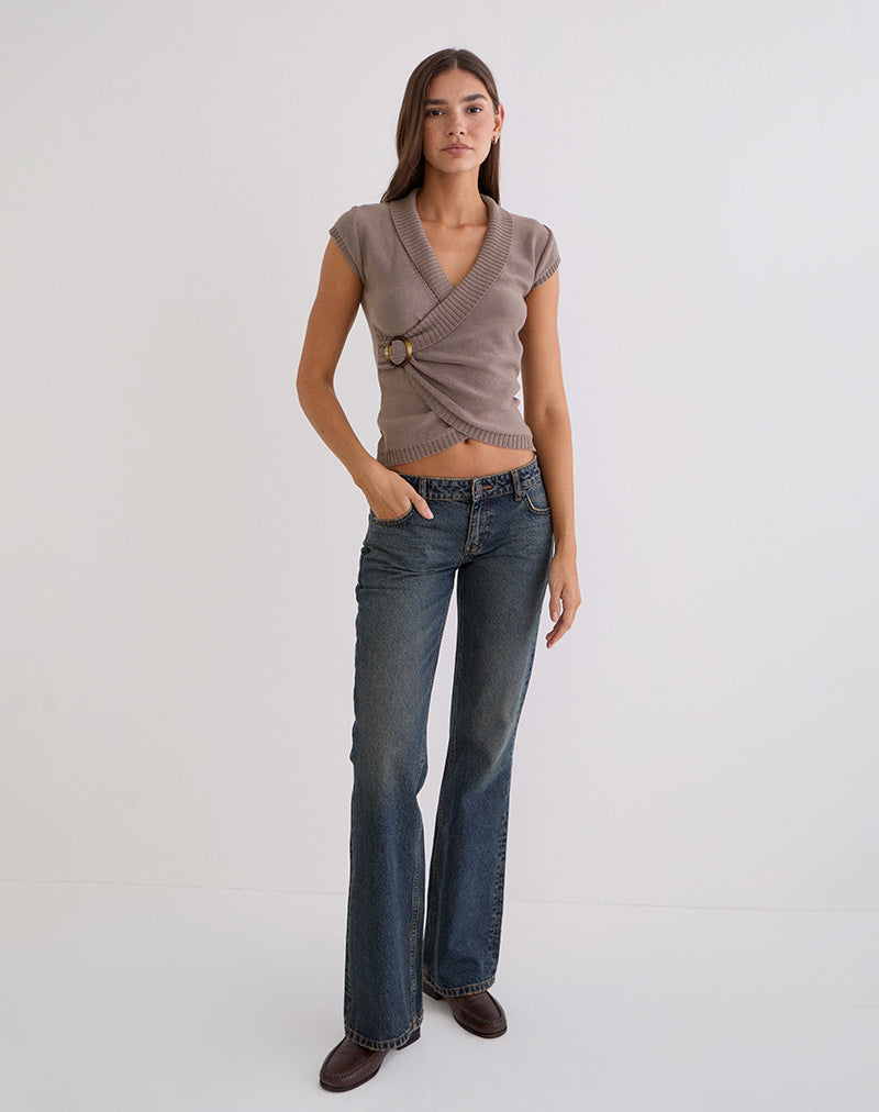 Image of Malya Top with Buckle in Knit Taupe
