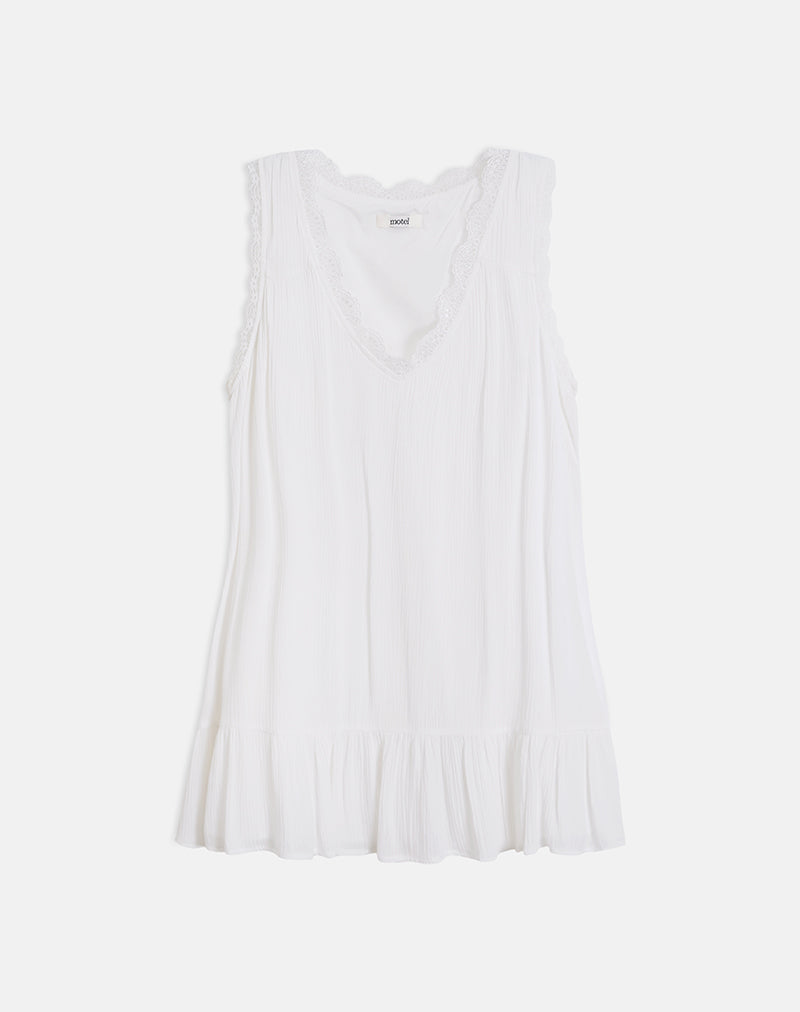 Image of Manika Plunge Babydoll Mini Dress in Rayon White