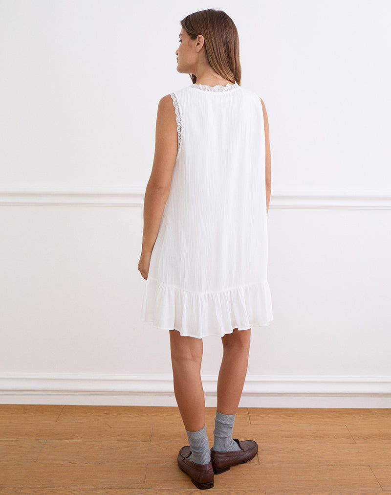 Image of Manika Plunge Babydoll Mini Dress in Rayon White