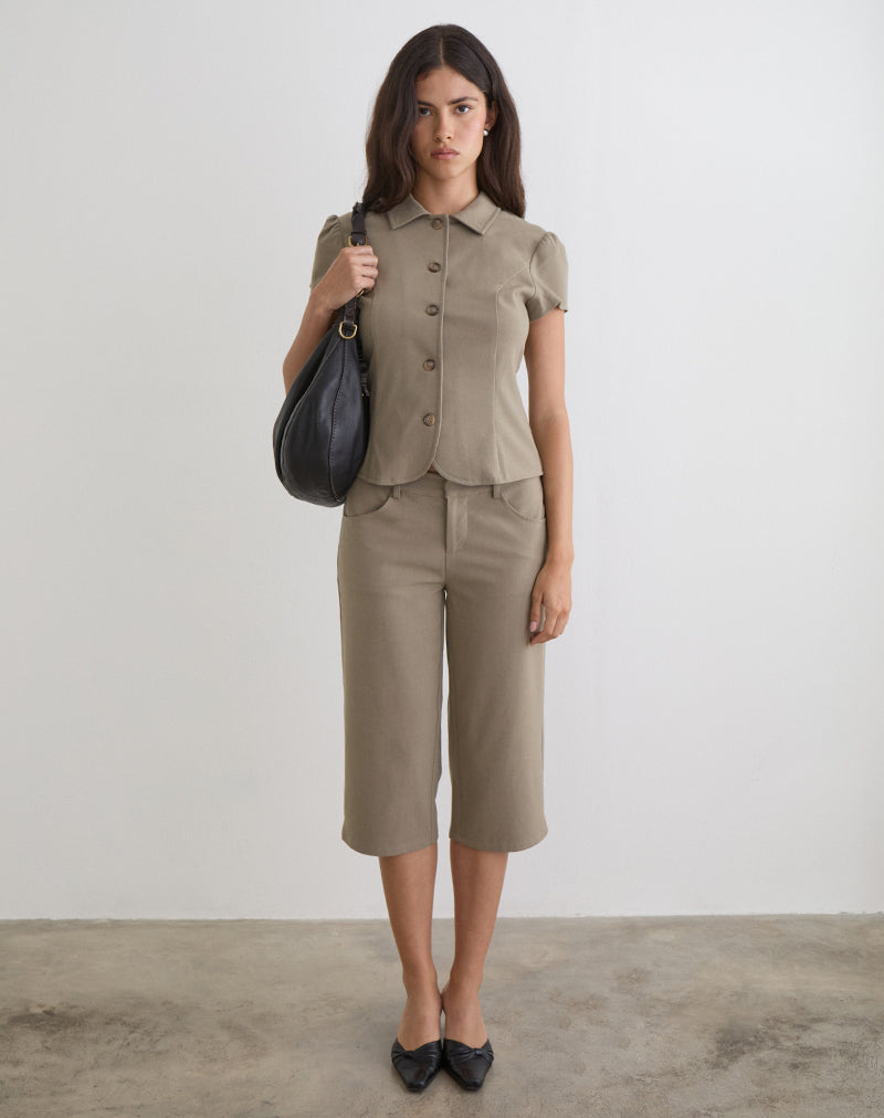Image of Tunian Capri Trouser in Tailoring Light Taupe