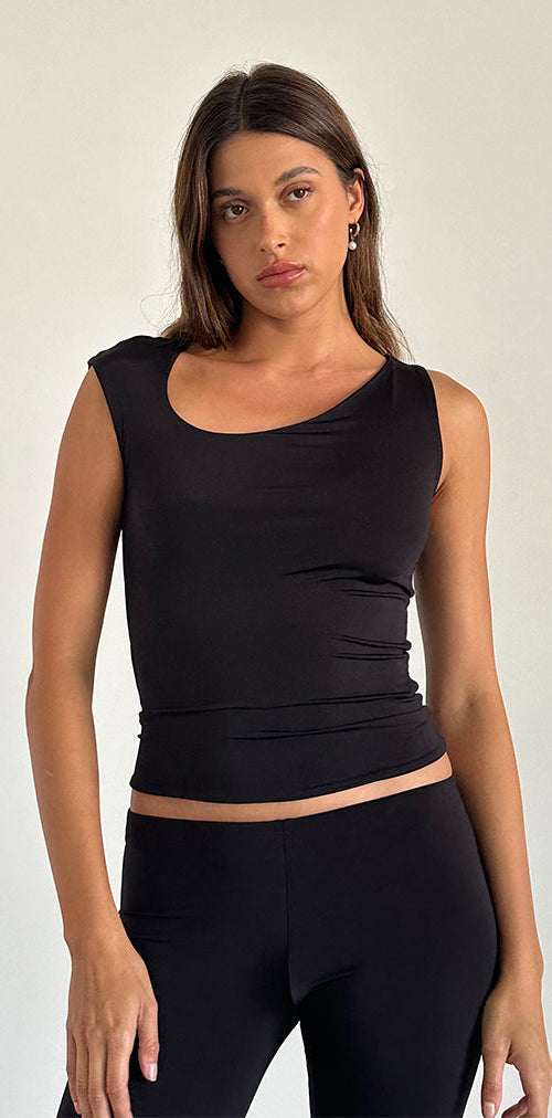 Image of Marcie Asymmetric Top in Slinky Black