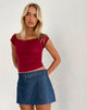 image of Marine Belted Skirt in Denim Chambray Indigo