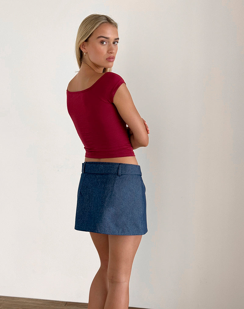 Marine Belted Skirt in Denim Chambray Indigo