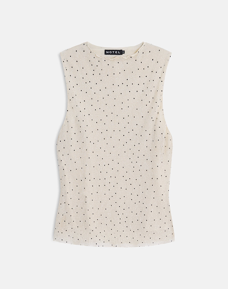 Image of Marista Top in Cream Polka Mesh Plisse