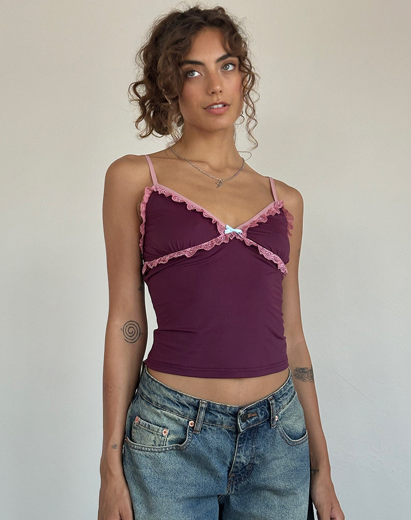 Image of Marjorie Strappy Top in Smooth Slinky Berry