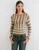 Image of Maude Top in Stripe Taupe and Neutral