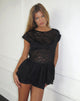 Image of Mayumi Peplum Lace Unlined Top in Black