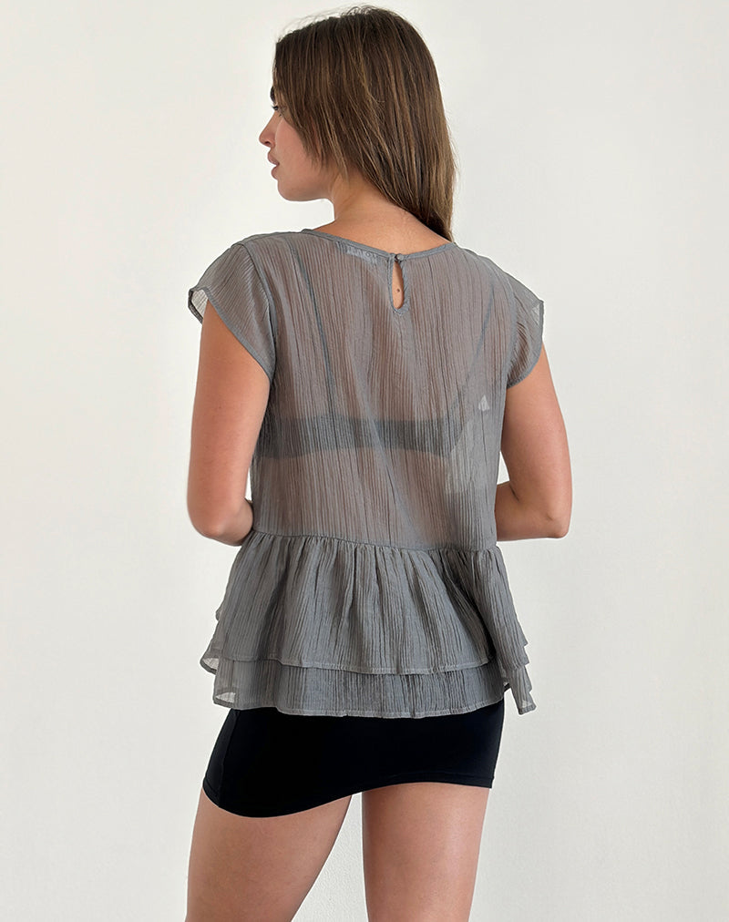 Image of Mayumi Peplum Top in Chiffon Grey