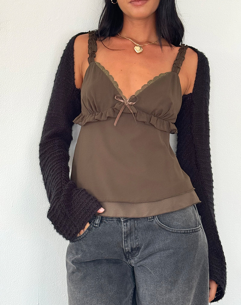 Image of Melinda Frill Cami Top in Chiffon Olive
