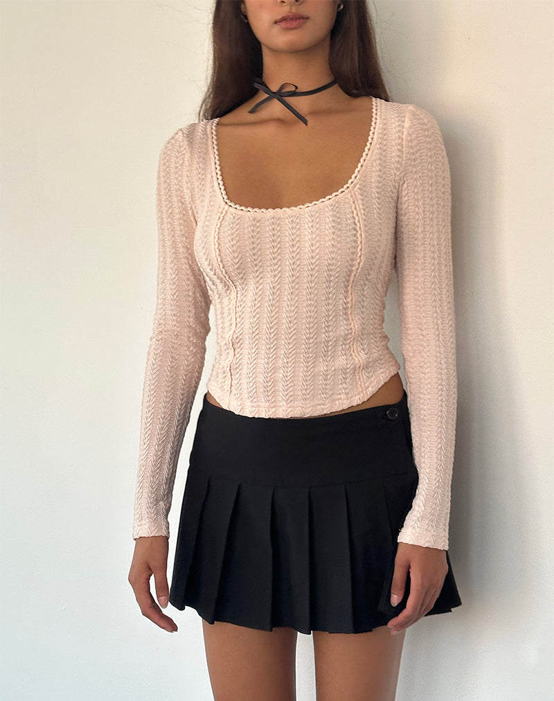 Image of Melissa Textured Long Sleeve Top in Light Peach