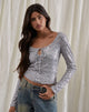 Image of Meraga Tie Front Top in Silver Sequin