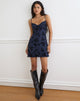 Image of Micaya Mini Dress in Flocked Shimmer Plisse Navy