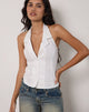 Image of Mikanu Halterneck Button Down Blouse in Poplin White