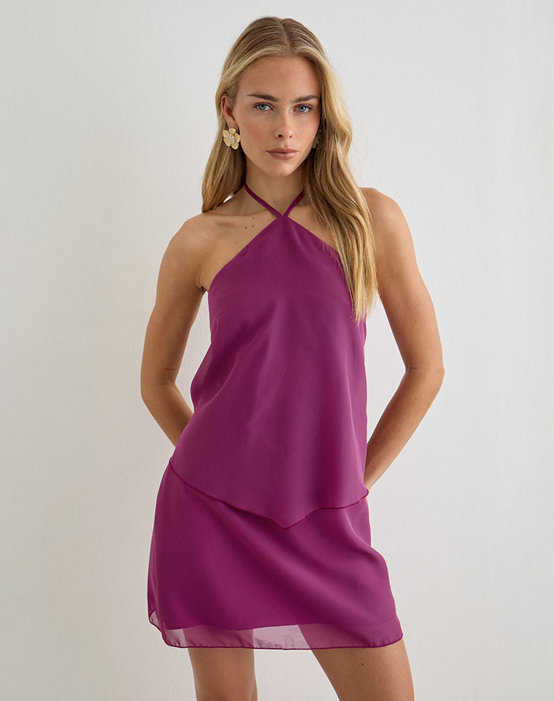 Milaya Mini Dress in Chiffon Berry