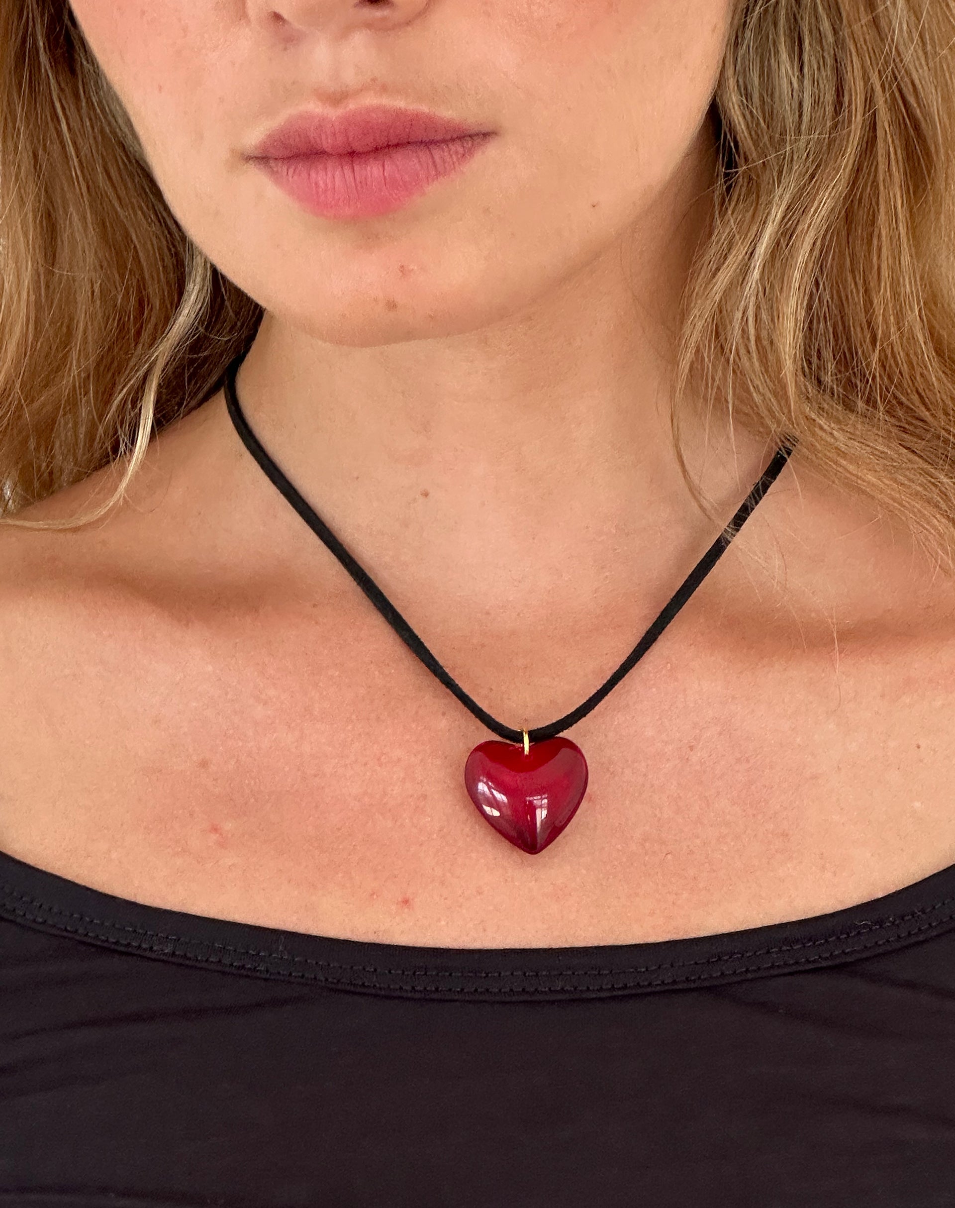Three charm necklace in Sterling Silver with red Murano glass heart, e –  Diana Ingram