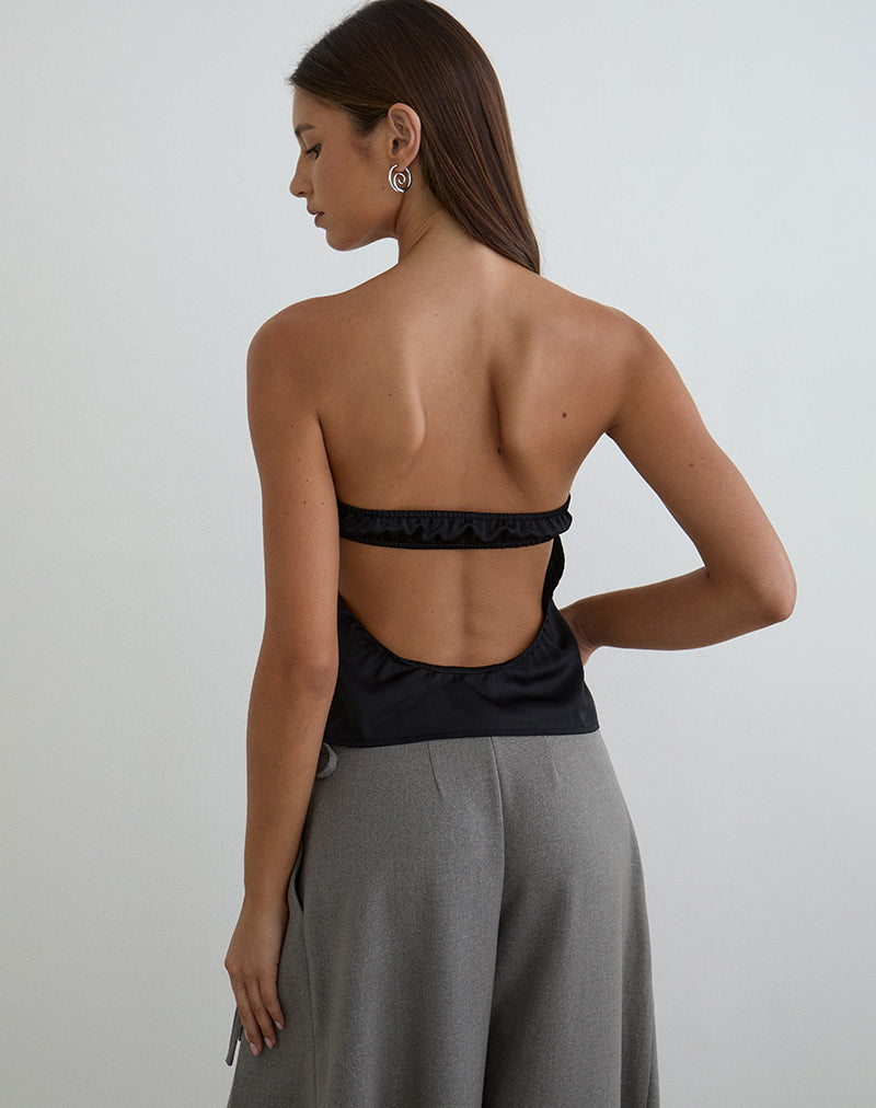 Image of Minae Bandeau Top in Satin Black