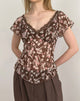 Image of Misaki Top in Chiffon Polka Flower Brown