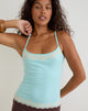 Image of Mishti Cami Top with Lace Trim in Aqua