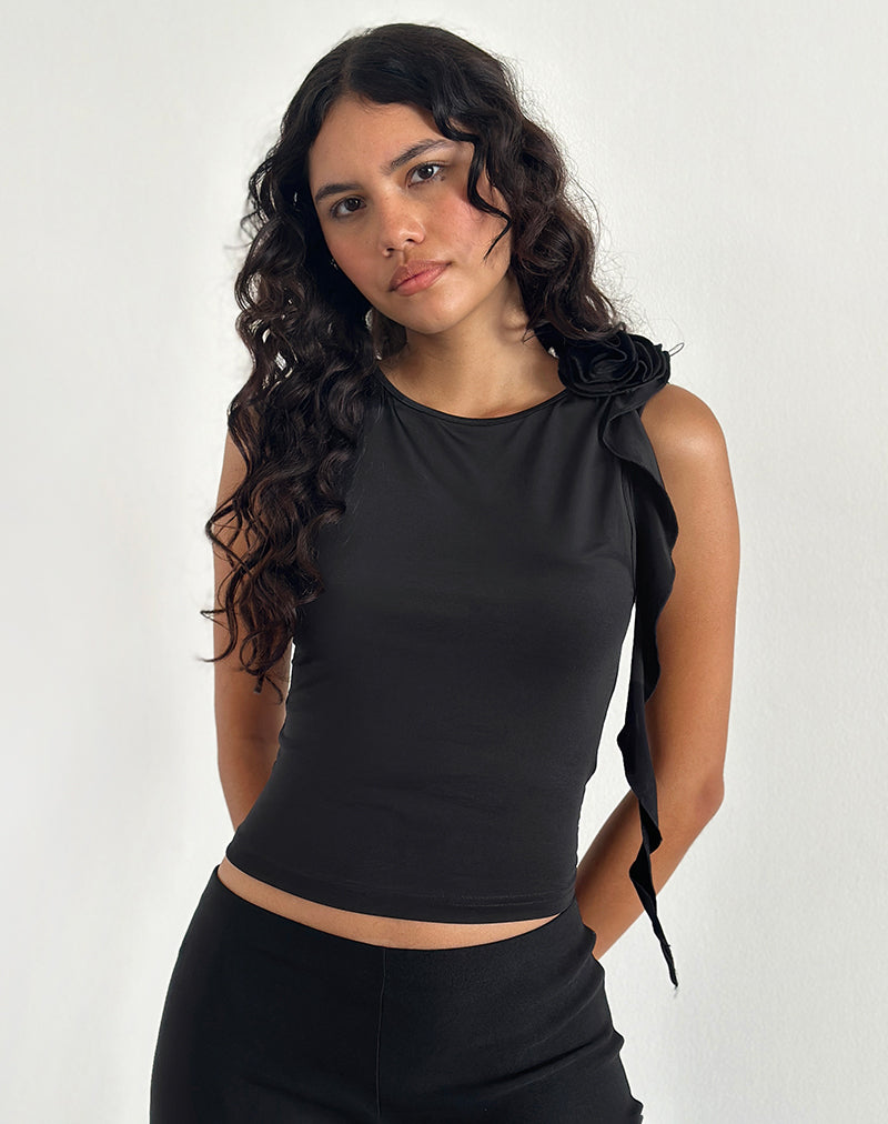 Morena Rosette Top in Black