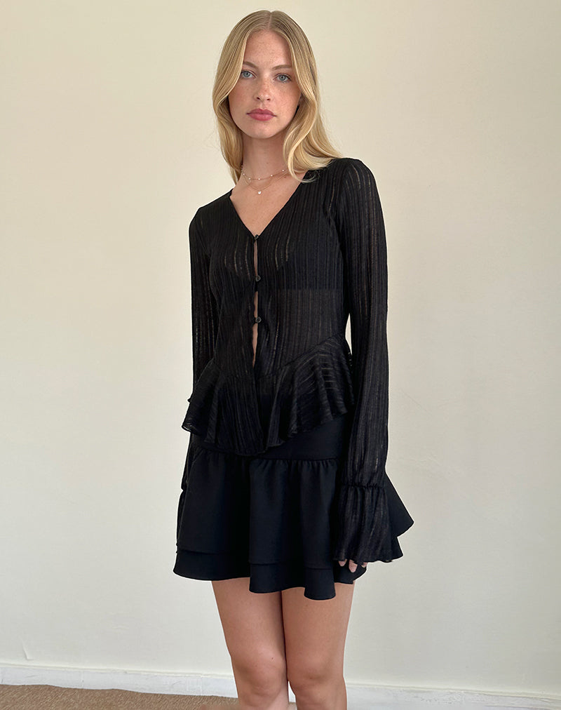 Image of Morgana Flute Knit Cardigan in Black