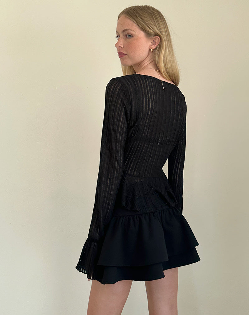 Image of Morgana Flute Knit Cardigan in Black