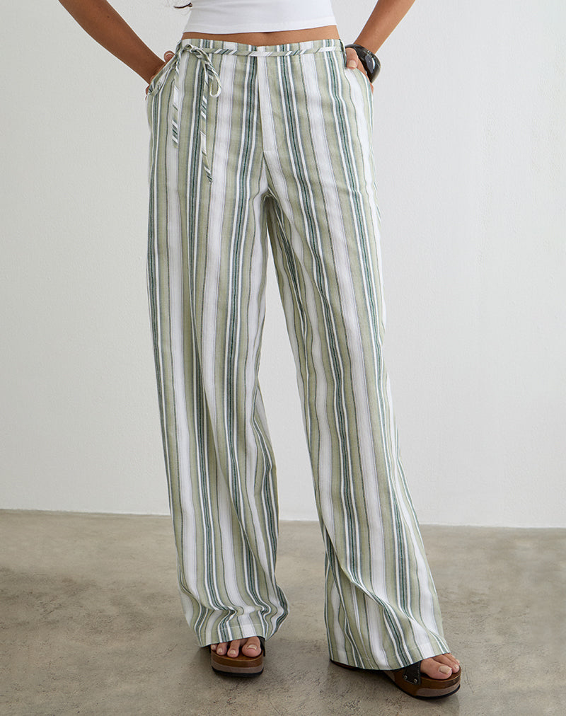 Morino Trouser in Sage Stripe