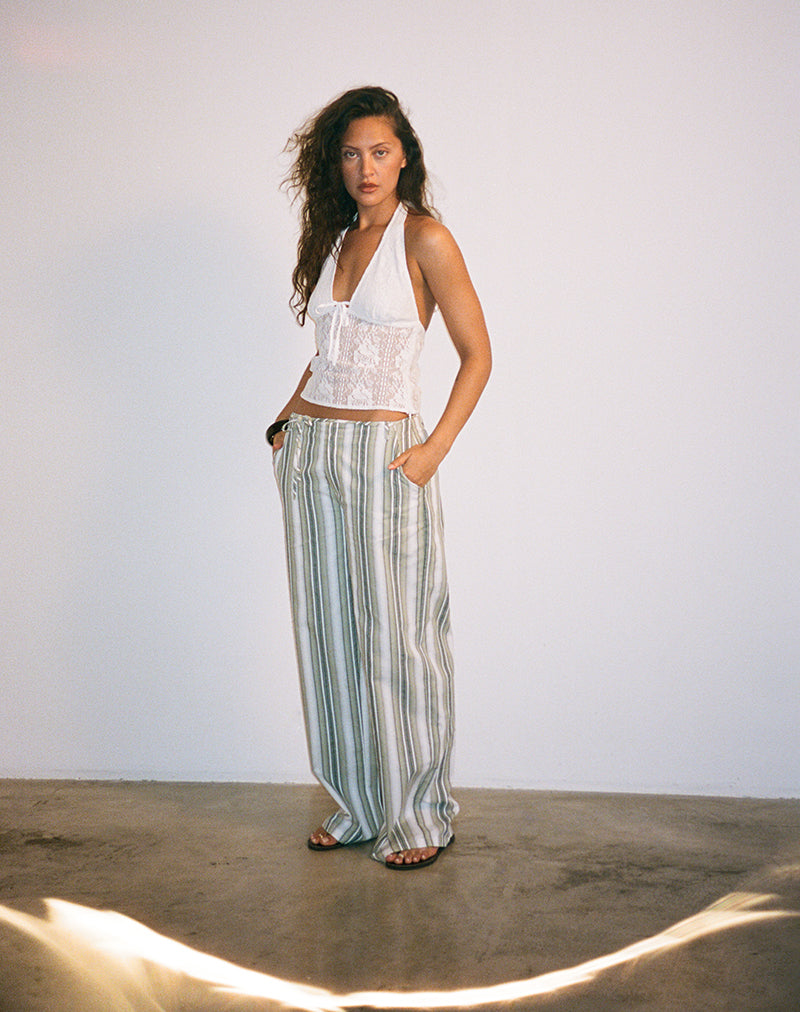 Morino Trouser in Sage Stripe