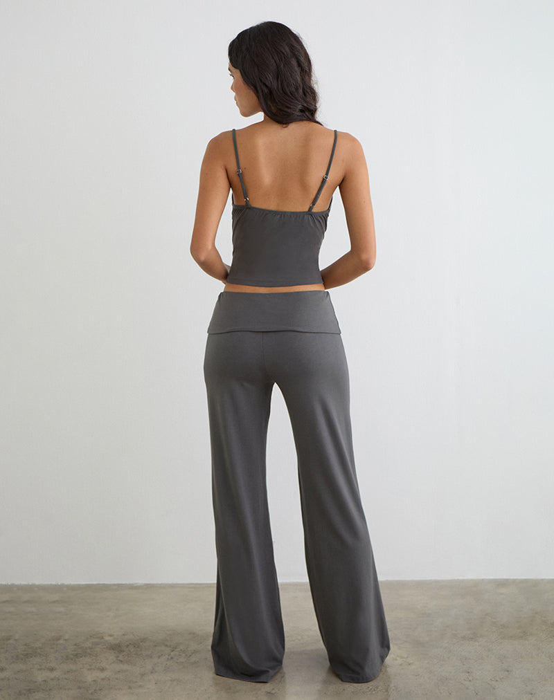 Image of Coreta Foldover Trouser in Spiral Charcoal Grey
