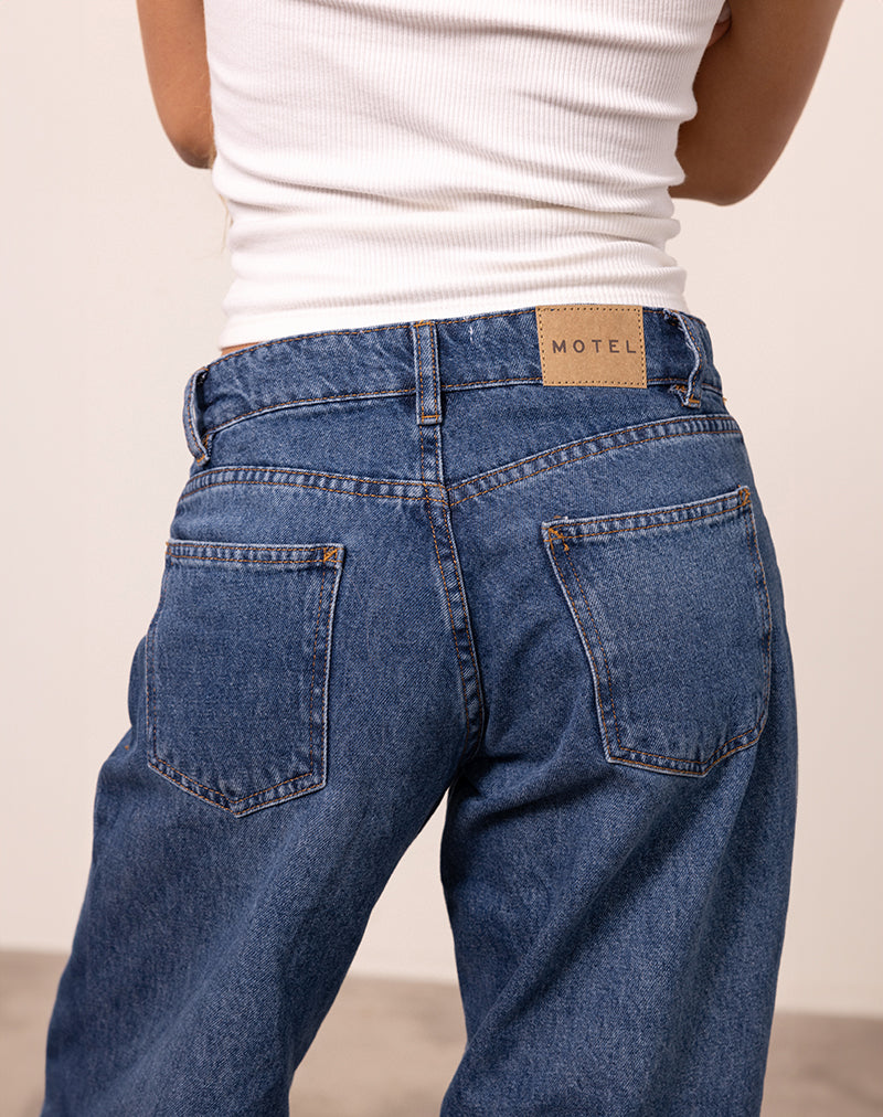 Image of Roomy Extra Wide Low Rise Jeans in Mid Blue Used