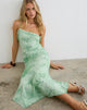 Image of Mumun One Shoulder Asymmetric Midi Dress in Turquoise