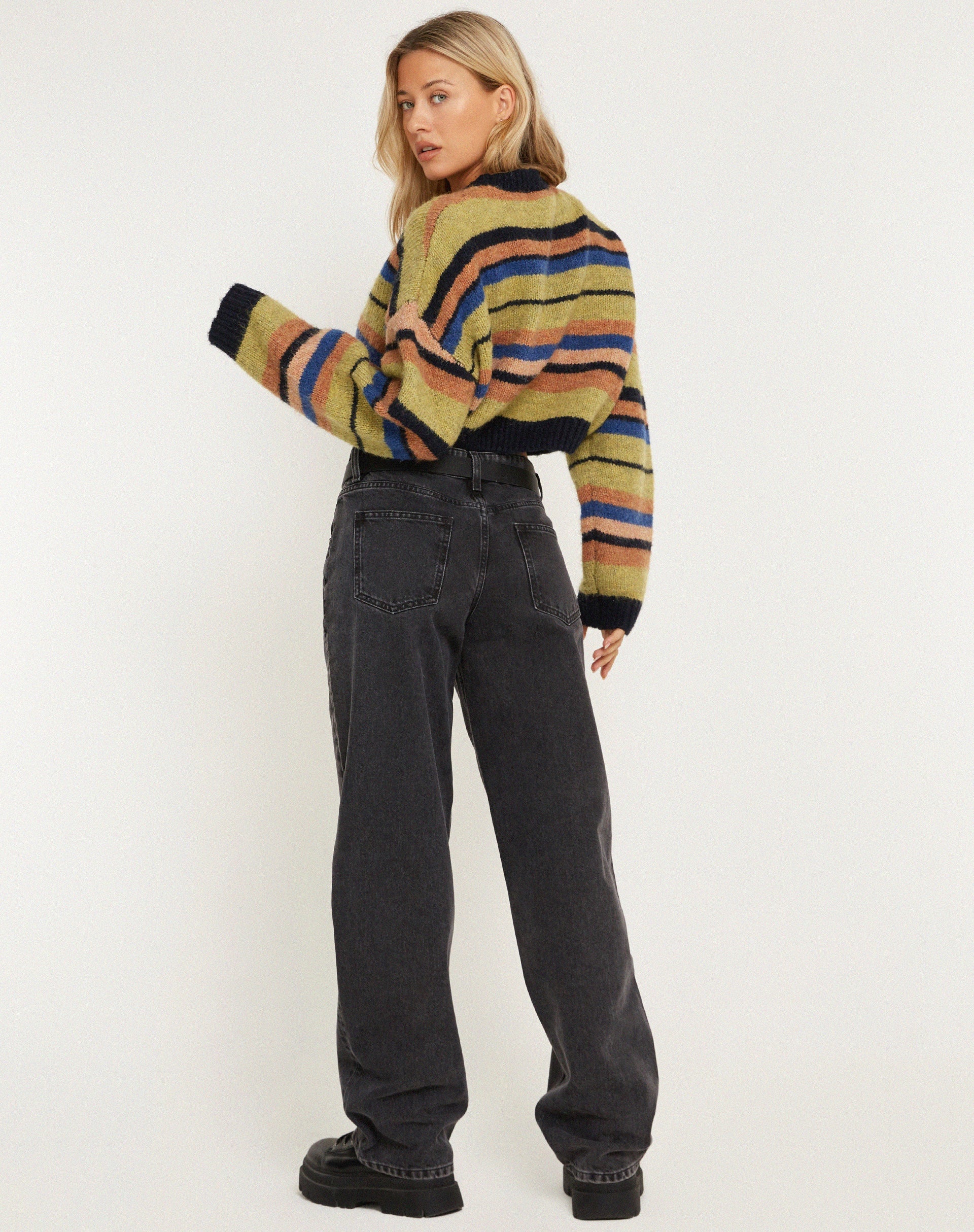 image of Munella Knitted Jumper in Mixed Stripe