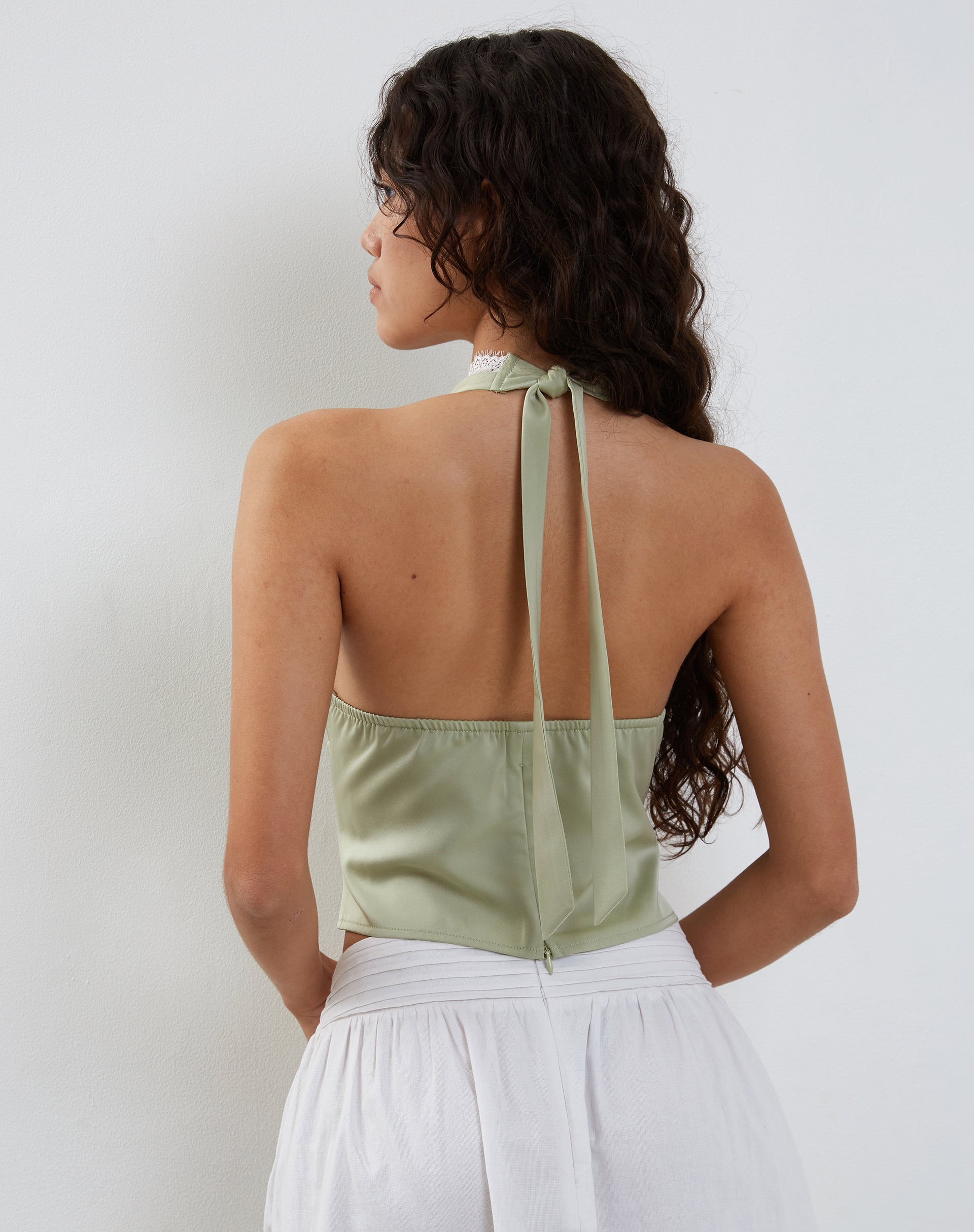 Image of Mutsuki Halterneck Top in Satin Mint