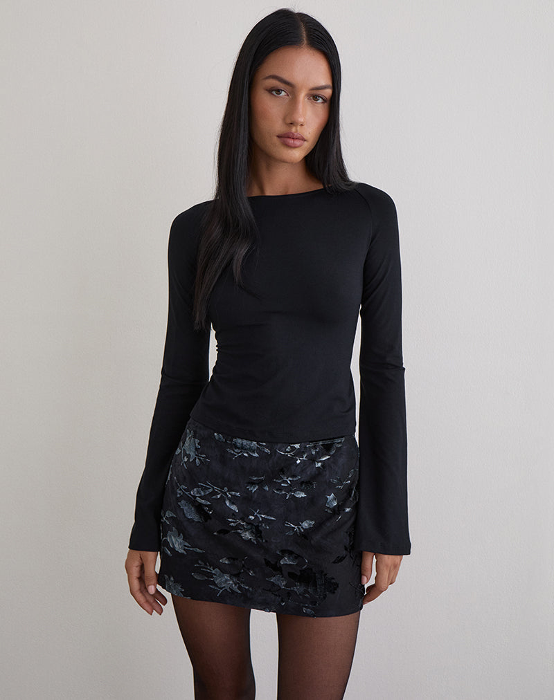 Image of Muzan Long Sleeve Top in Jersey Black