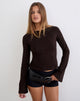 Image of Muzan Long Sleeve Top in Rayon Jersey Chocolate Brown