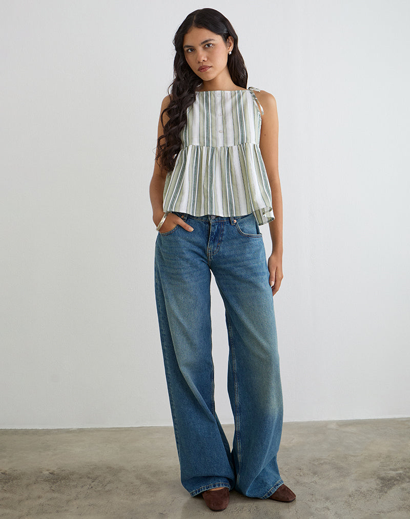 Myles Top in Sage Stripe
